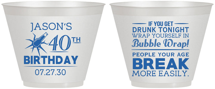 Custom Birthday 9 oz Wine Frosted Cups - 40th | 20088