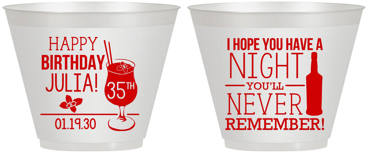Custom Birthday 9 oz Wine Frosted Cups - 35th | 20092