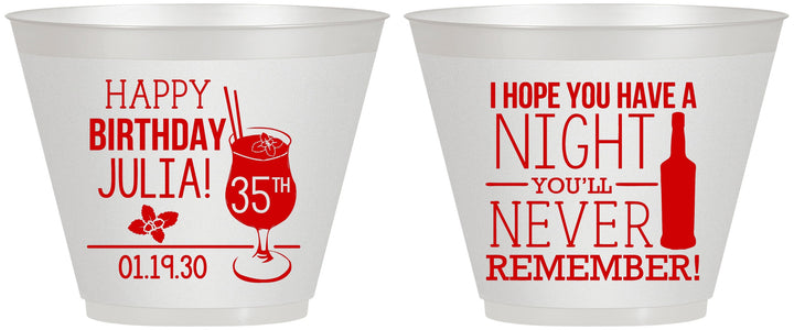Custom Birthday 9 oz Wine Frosted Cups - 35th | 20092