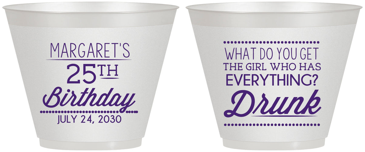 Custom Birthday 9 oz Wine Frosted Cups - 25th | 20093
