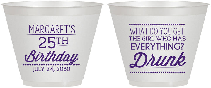 Custom Birthday 9 oz Wine Frosted Cups - 25th | 20093