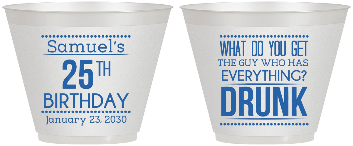 Custom Birthday 9 oz Wine Frosted Cups - 25th | 20094