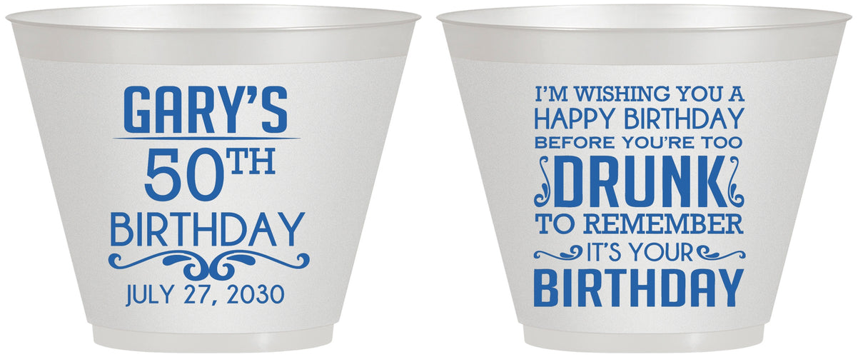 Custom Birthday 9 oz Wine Frosted Cups - 50th | 20095
