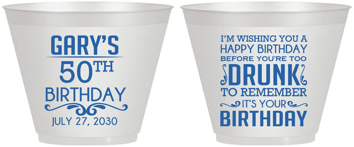 Custom Birthday 9 oz Wine Frosted Cups - 50th | 20095
