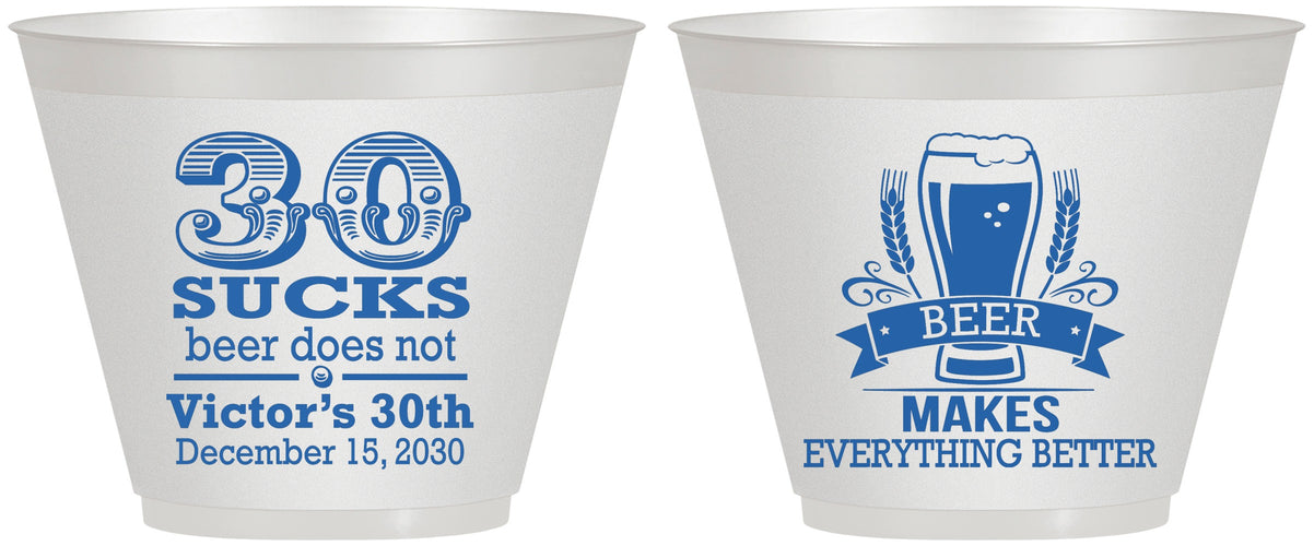 Custom Birthday 9 oz Wine Frosted Cups - 30th Sucks | 20097