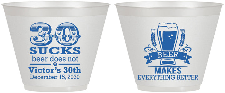 Custom Birthday 9 oz Wine Frosted Cups - 30th Sucks | 20097