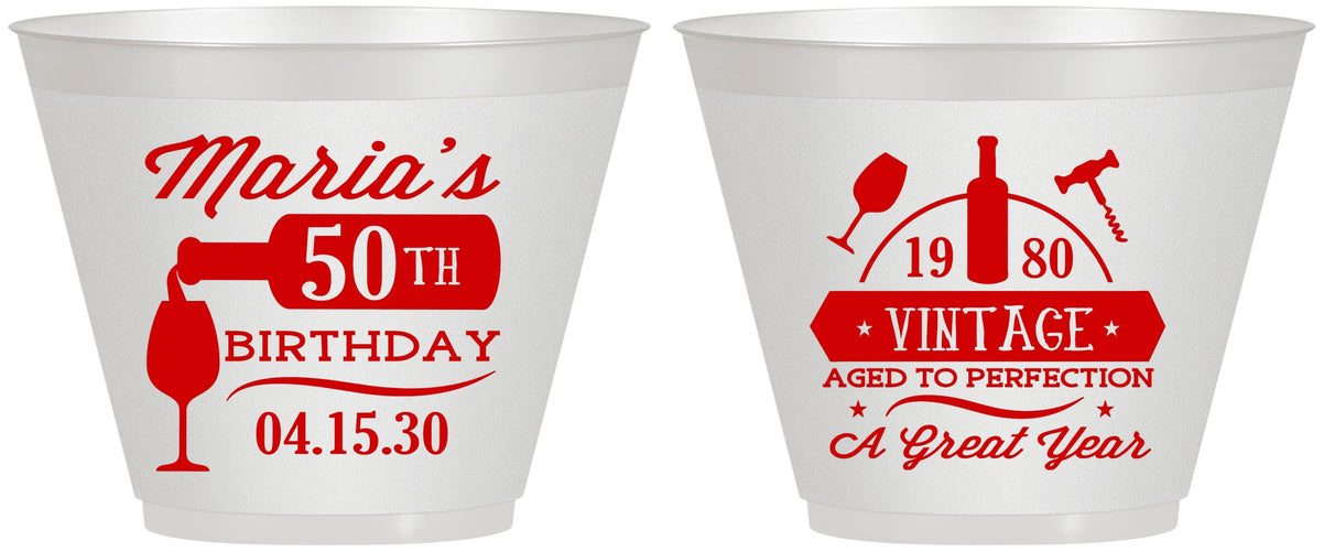 Custom Birthday 9 oz Wine Frosted Cups - 50th Wine | 20098