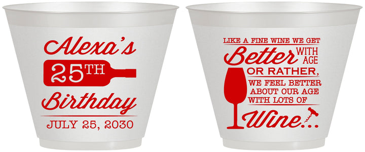 Custom Birthday 9 oz Wine Frosted Cups - 25th Wine | 20099