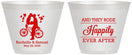 Custom Wedding 9 oz Wine Frosted Cups - Happily Ever After Bicycle | 201