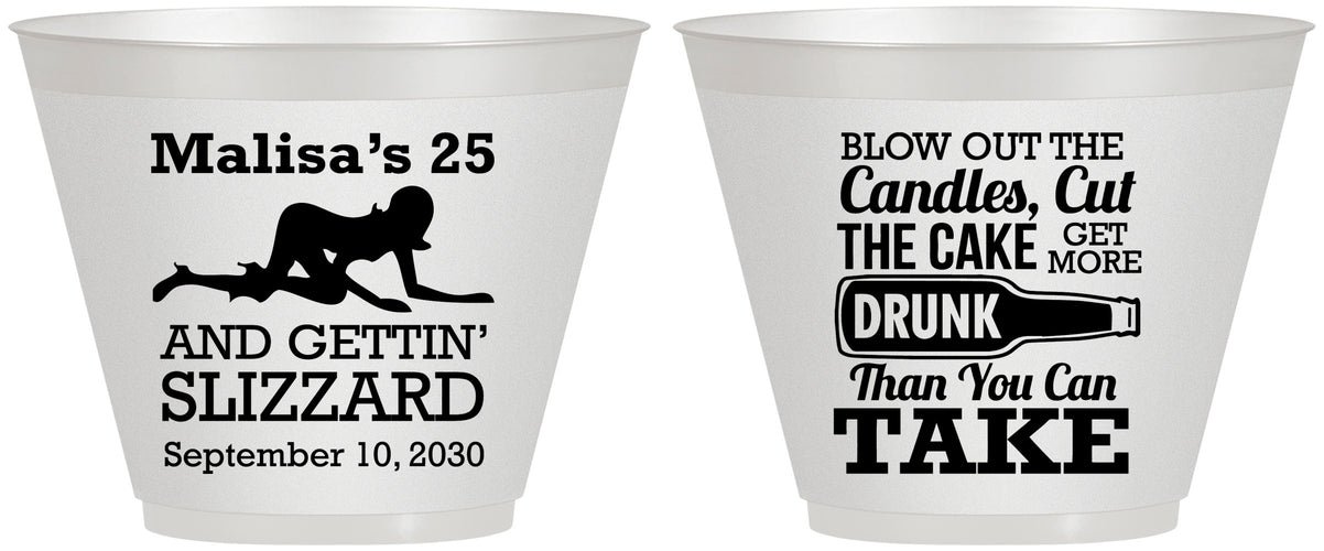 Custom Birthday 9 oz Wine Frosted Cups - 25th Strip Club | 20102
