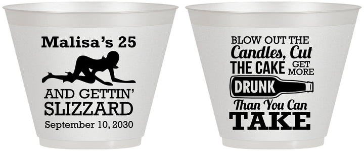 Custom Birthday 9 oz Wine Frosted Cups - 25th Strip Club | 20102