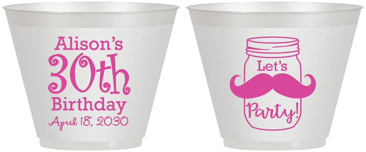 Custom Birthday 9 oz Wine Frosted Cups - 30th | 20104