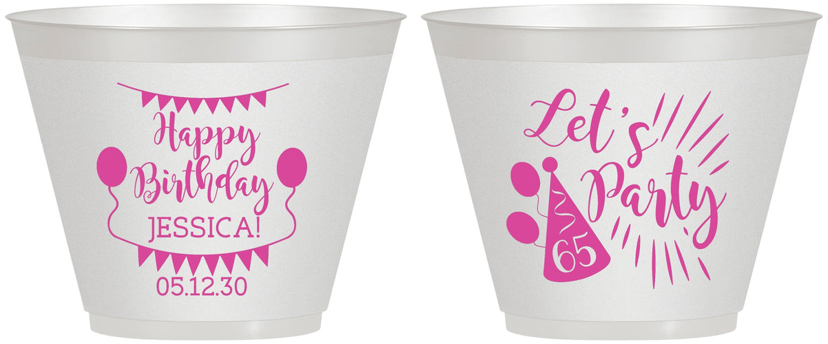 Custom Birthday 9 oz Wine Frosted Cups - 65th | 20105