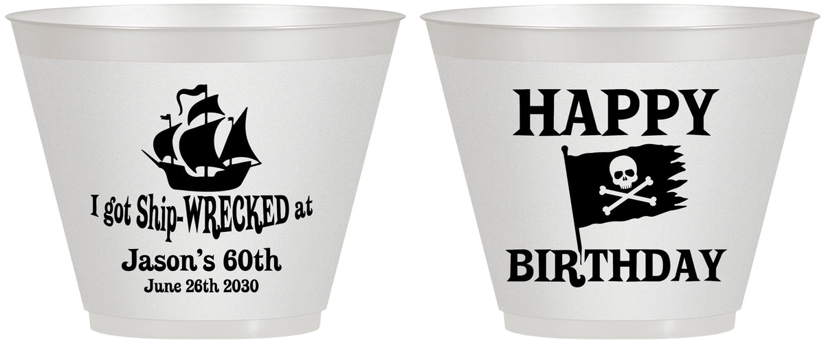 Custom Birthday 9 oz Wine Frosted Cups - 60th Pirate | 20106