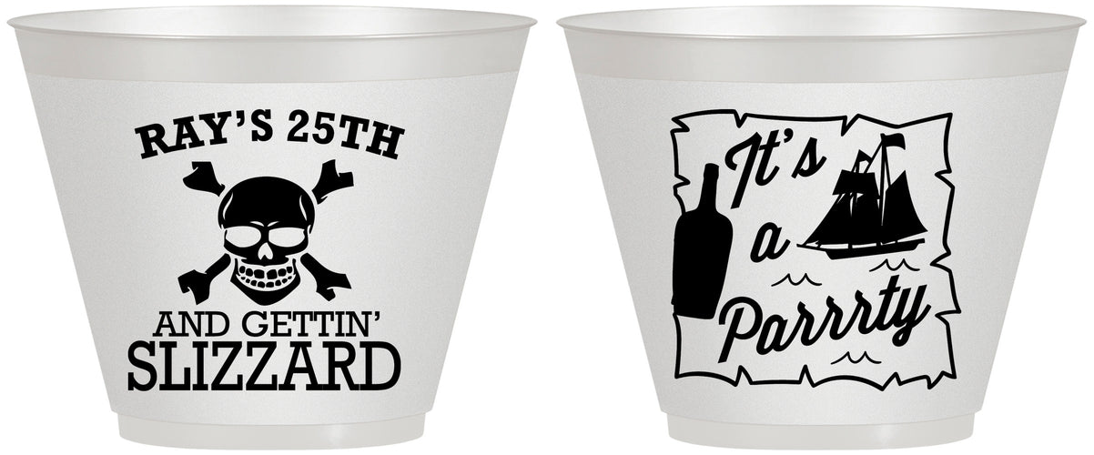 Custom Birthday 9 oz Wine Frosted Cups - 25th Pirate | 20107