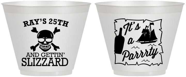 Custom Birthday 9 oz Wine Frosted Cups - 25th Pirate | 20107