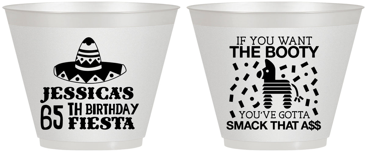 Custom Birthday 9 oz Wine Frosted Cups - 65th Mexico | 20108