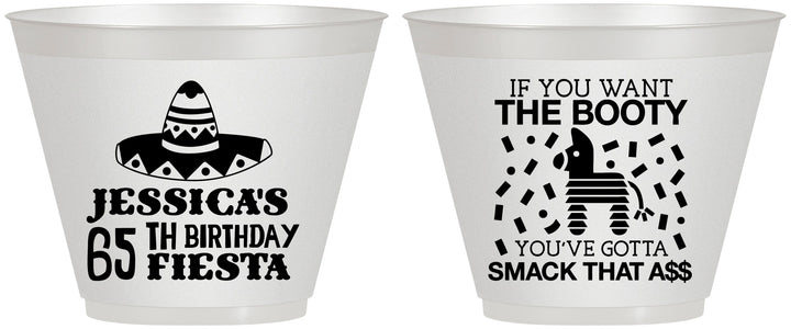 Custom Birthday 9 oz Wine Frosted Cups - 65th Mexico | 20108