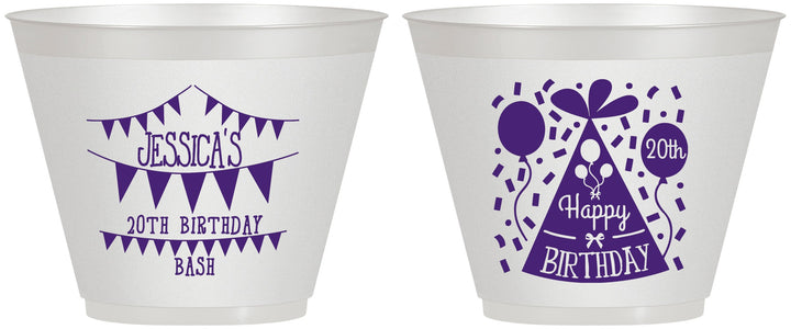 Custom Birthday 9 oz Wine Frosted Cups - 20th | 20113