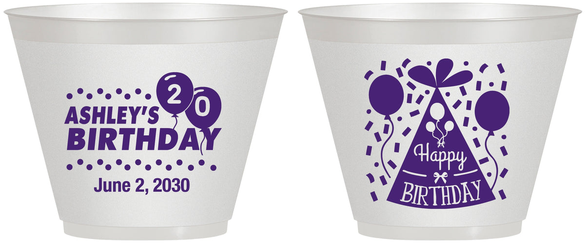 Custom Birthday 9 oz Wine Frosted Cups - 20th | 20114