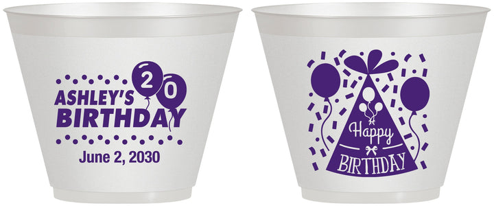Custom Birthday 9 oz Wine Frosted Cups - 20th | 20114