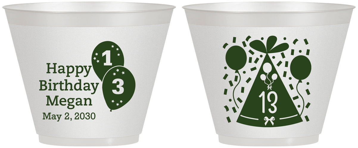 Custom Birthday 9 oz Wine Frosted Cups - 13th | 20115
