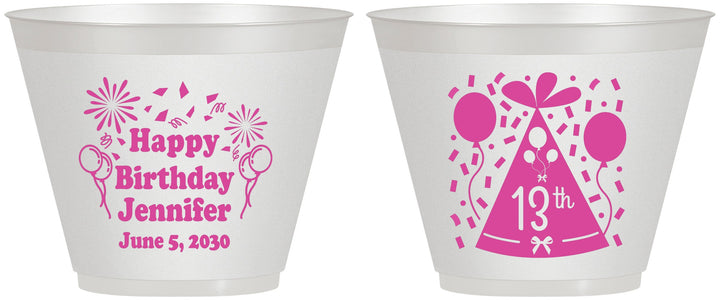 Custom Birthday 9 oz Wine Frosted Cups - 13th | 20116