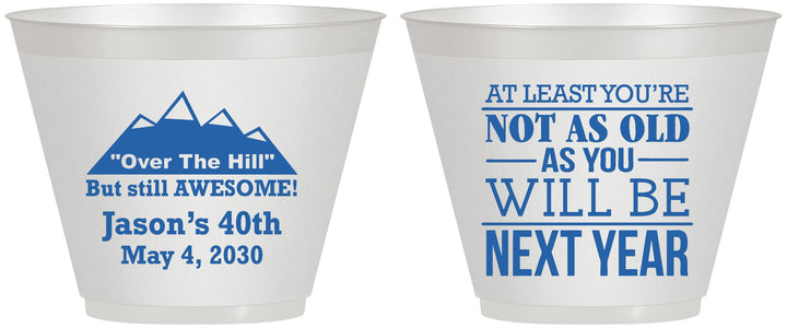 Custom Birthday 9 oz Wine Frosted Cups - 40th Over The Hill | 20121