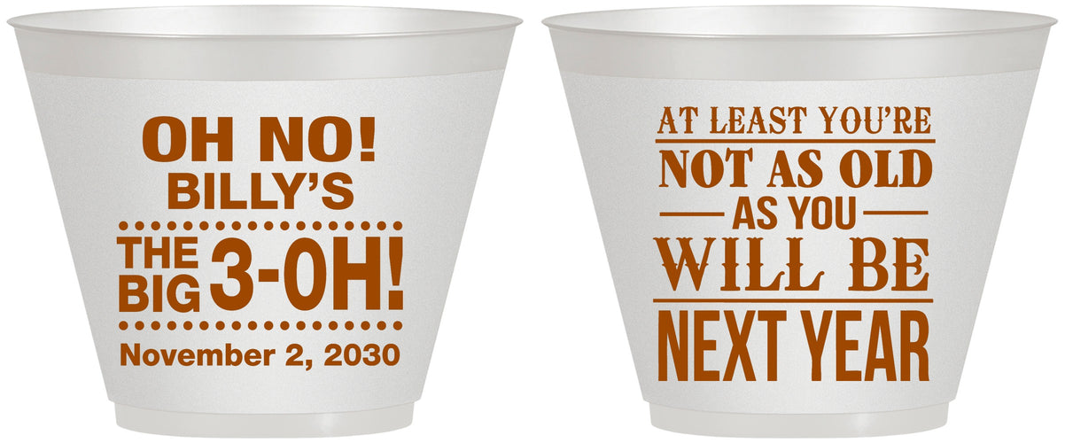 Custom Birthday 9 oz Wine Frosted Cups - 30th Big 3 Oh | 20125