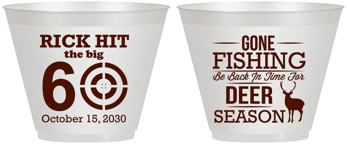 Custom Birthday 9 oz Wine Frosted Cups - 60th Gone Fishing | 20126