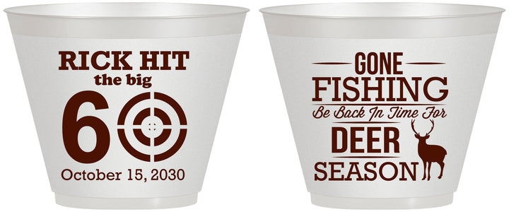 Custom Birthday 9 oz Wine Frosted Cups - 60th Gone Fishing | 20126