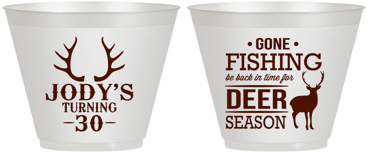 Custom Birthday 9 oz Wine Frosted Cups - 30th Deer Season | 20127