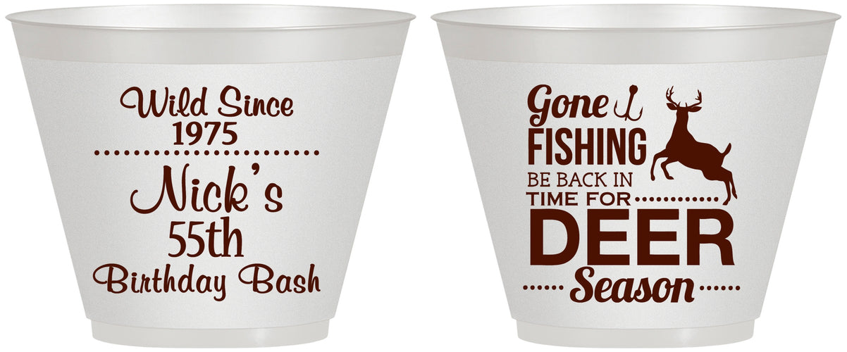 Custom Birthday 9 oz Wine Frosted Cups - 55th Gone Fishing | 20128