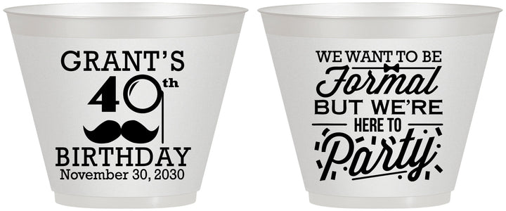 Custom Birthday 9 oz Wine Frosted Cups - 40th | 20130