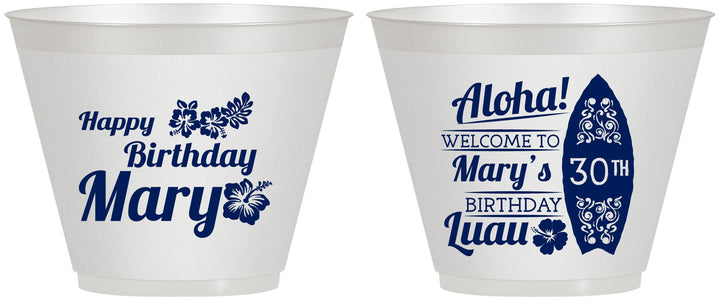 Custom Birthday 9 oz Wine Frosted Cups - 30th Hawaii | 20136