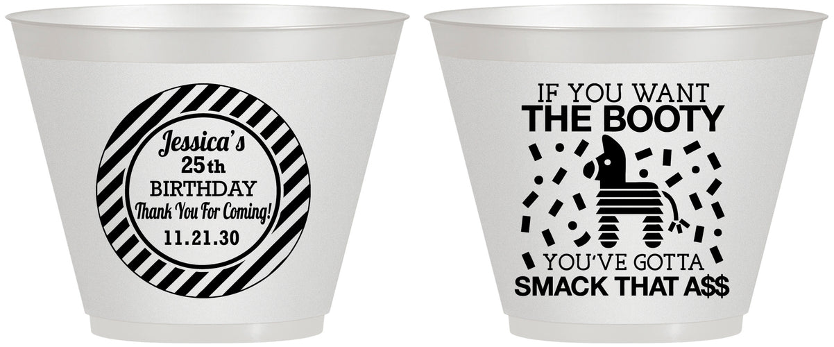 Custom Birthday 9 oz Wine Frosted Cups - 25th Smack Ass | 20138