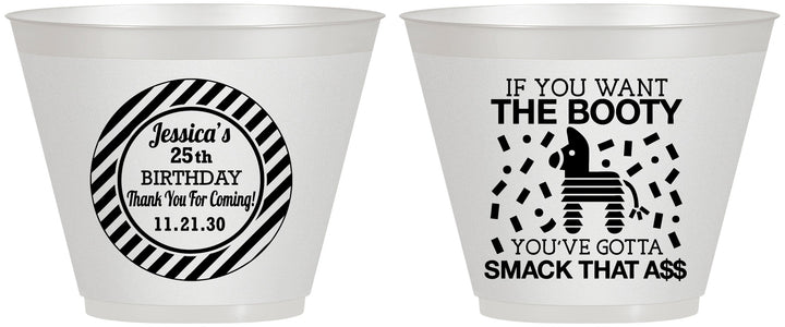 Custom Birthday 9 oz Wine Frosted Cups - 25th Smack Ass | 20138
