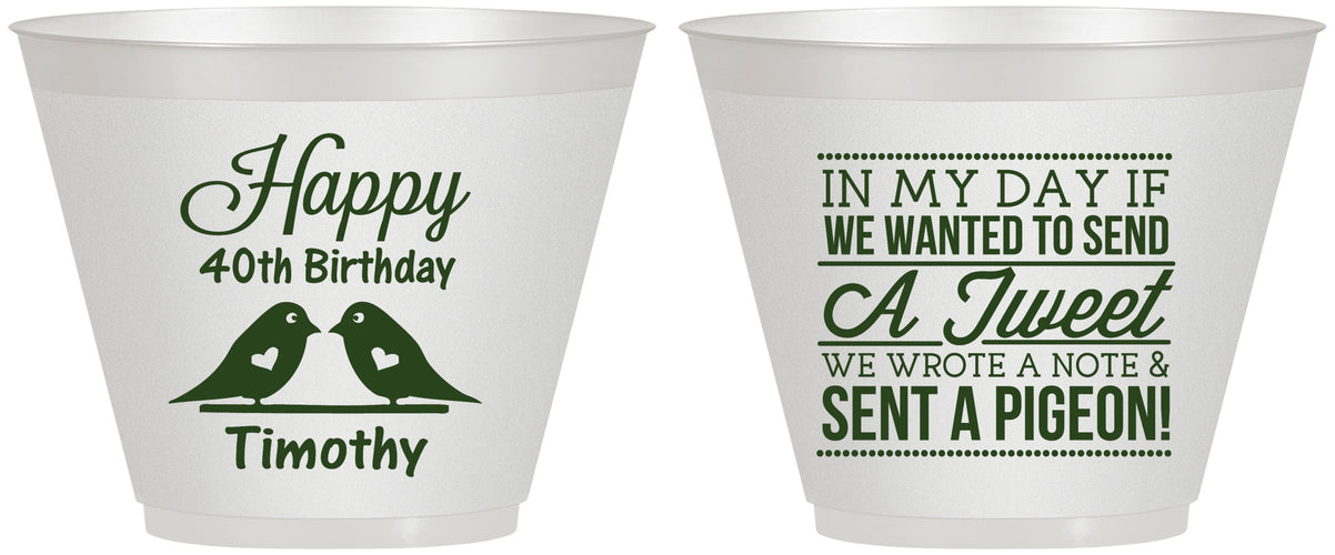 Custom Birthday 9 oz Wine Frosted Cups - 40th | 20139