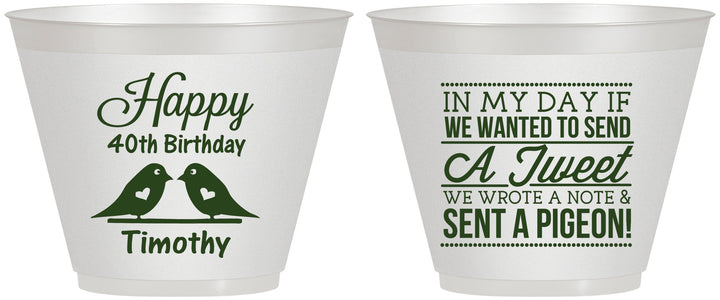 Custom Birthday 9 oz Wine Frosted Cups - 40th | 20139