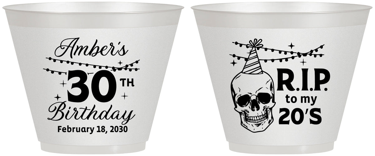Custom Birthday 9 oz Wine Frosted Cups - 30th Rip 20 | 20140