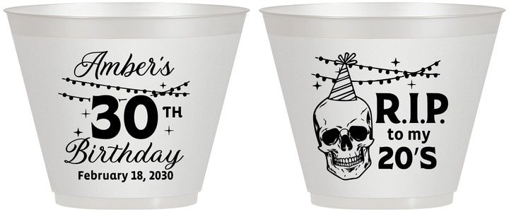 Custom Birthday 9 oz Wine Frosted Cups - 30th Rip 20 | 20140