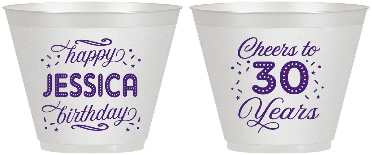 Custom Birthday 9 oz Wine Frosted Cups - Cheers To 30 Years | 20142