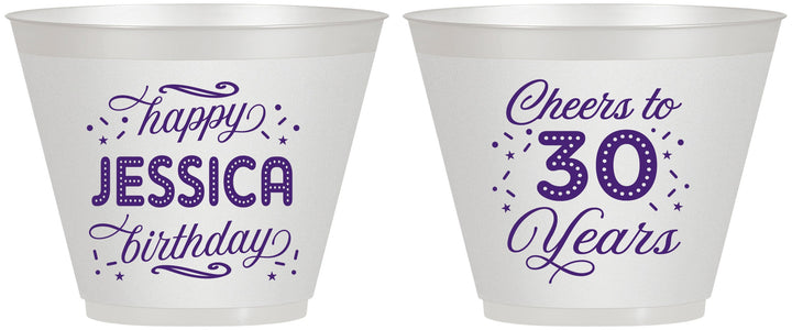 Custom Birthday 9 oz Wine Frosted Cups - Cheers To 30 Years | 20142
