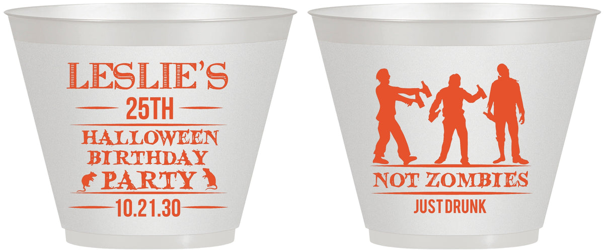 Custom Birthday 9 oz Wine Frosted Cups - 25th Halloween | 20143