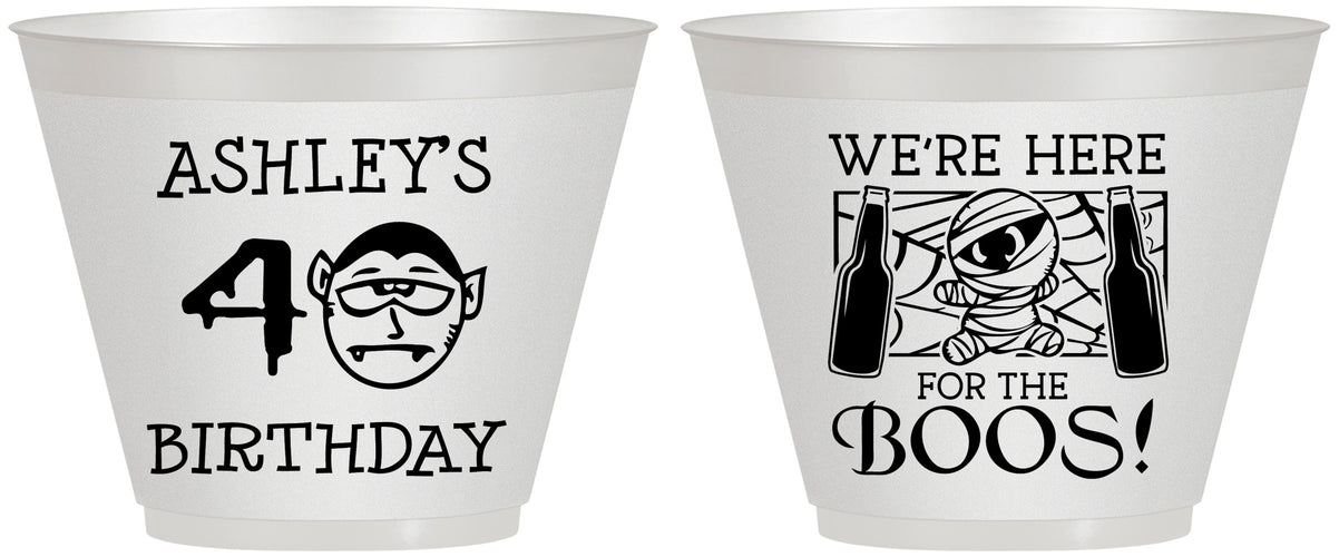 Custom Birthday 9 oz Wine Frosted Cups - 40th Halloween | 20145