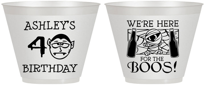 Custom Birthday 9 oz Wine Frosted Cups - 40th Halloween | 20145