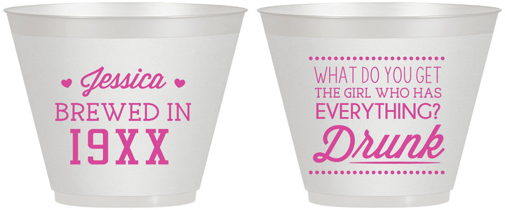 Custom Birthday 9 oz Wine Frosted Cups - Drunk | 20147