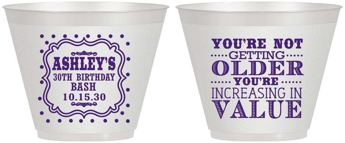 Custom Birthday 9 oz Wine Frosted Cups - 30th | 20149