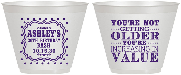 Custom Birthday 9 oz Wine Frosted Cups - 30th | 20149