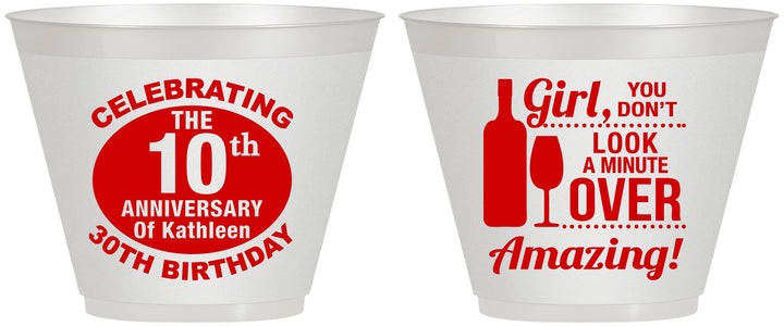 Custom Birthday 9 oz Wine Frosted Cups - 40th | 20151
